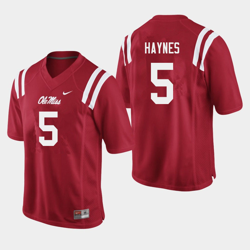 Men #5 Jon Haynes Ole Miss Rebels College Football Jerseys Sale-Red